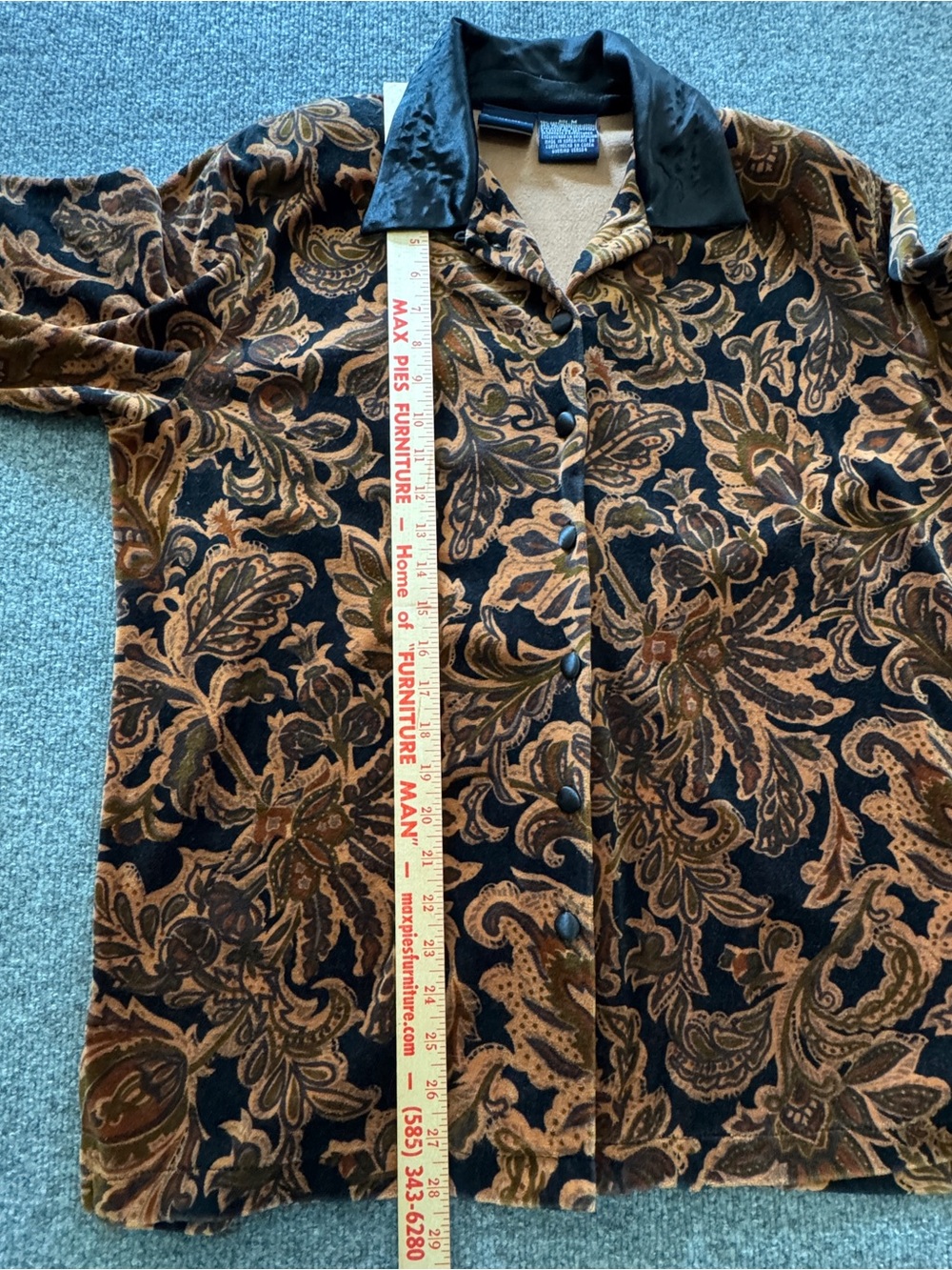 Liz Sport 90s Blouse Medium Paisley Velour Dark Academia Art Nouveau Vintage - Picture 12 of 14